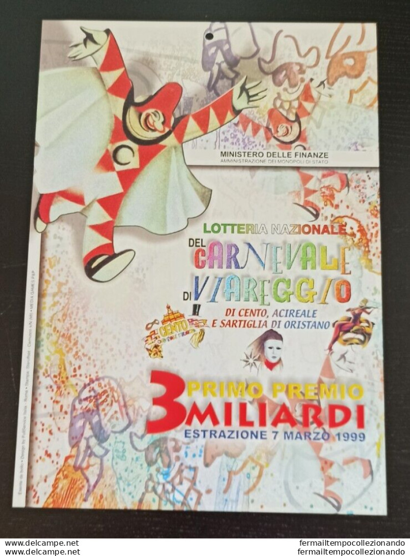 Bl15 Locandina Lotteria Nazionale Carnevale Di Viareggio Cento Acireale Oristano - Billets De Loterie