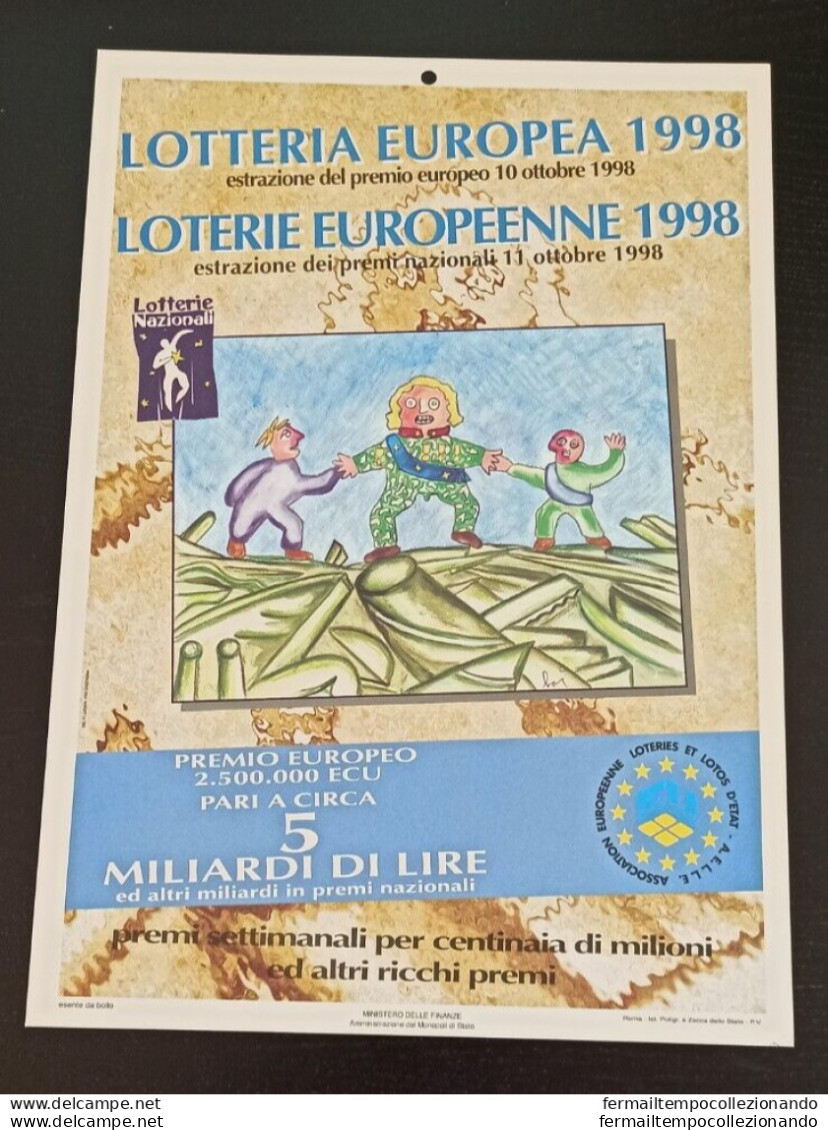 Bl19 Locandina Lotteria Nazionale Europa 1998 - Lottery Tickets
