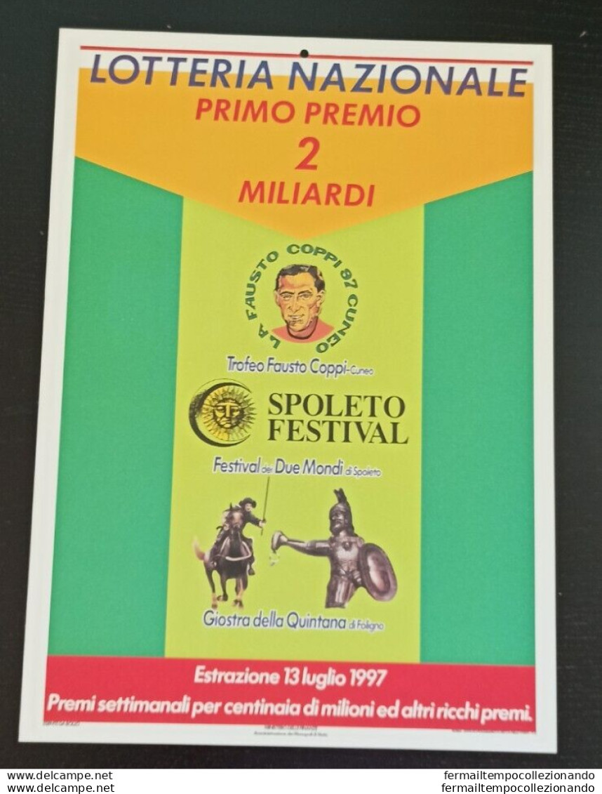 Bl12 Locandina Lotteria  Nazionale Cuneo La Fausto Coppi Spoleto Festival - Lottery Tickets