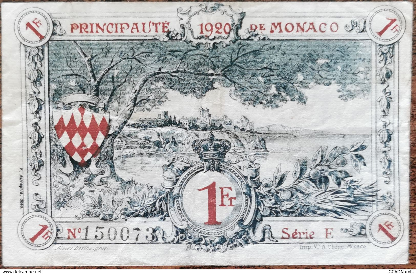 Billet 1 Franc Chambre De Commerce MONACO 1920 - Nécessité - Série E 150073 - Monaco
