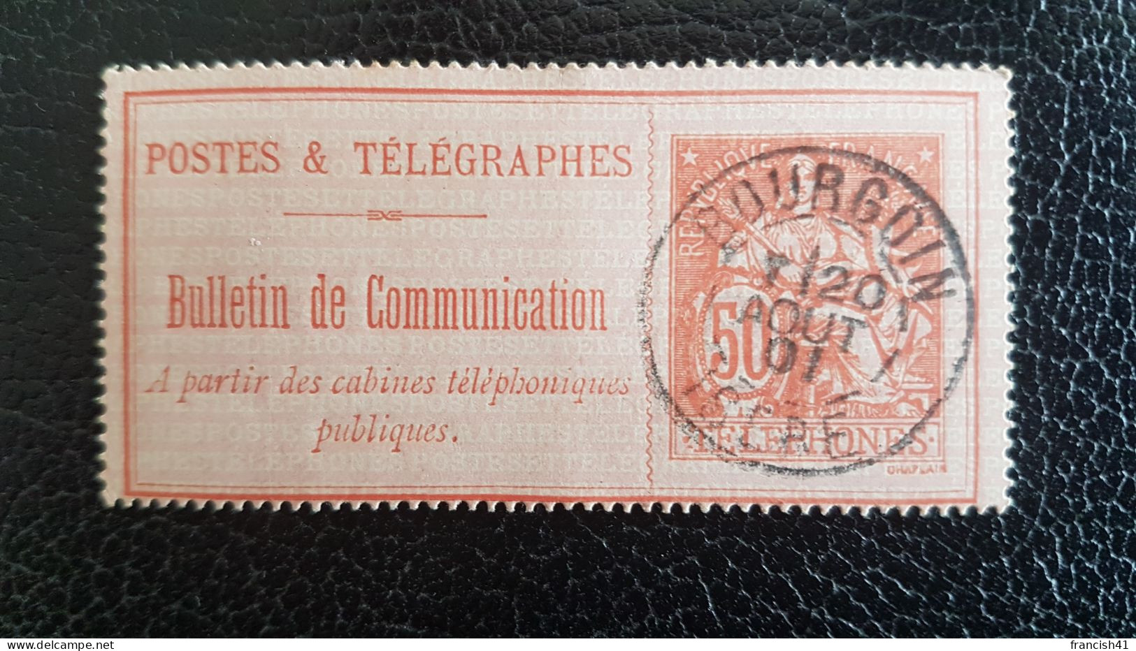 France - TIMBRE TELEPHONE N° 18   50c Rouge Sur Rose Oblitéré - Télégraphes Et Téléphones