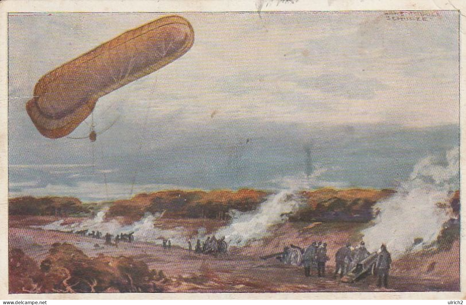 AK Fesselballon Unsere Artilleriewirkung Beobachtend - Prof. Schulze - Patriotika - 1915  (68650) - Montgolfières