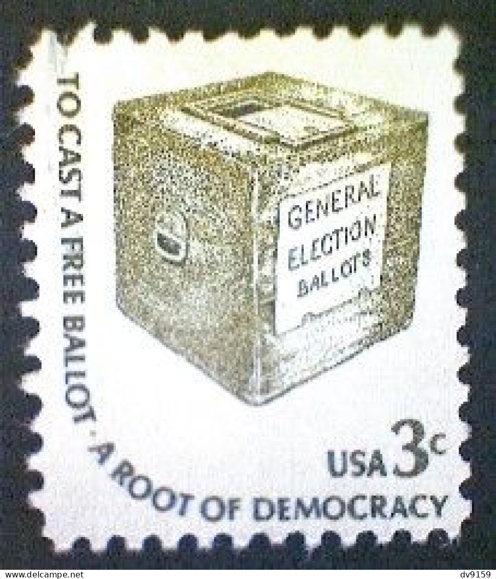 United States, Scott #1584, Used(o), 1977, Americana Series: Ballot Box, 3¢, Olive On Greenish - Oblitérés