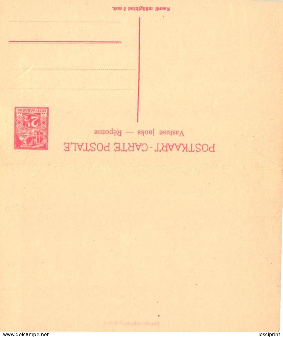 Estonia:Postal Stationery 2½ Weaver With Answer Card 2½ Weaver, 1922 - Estonia