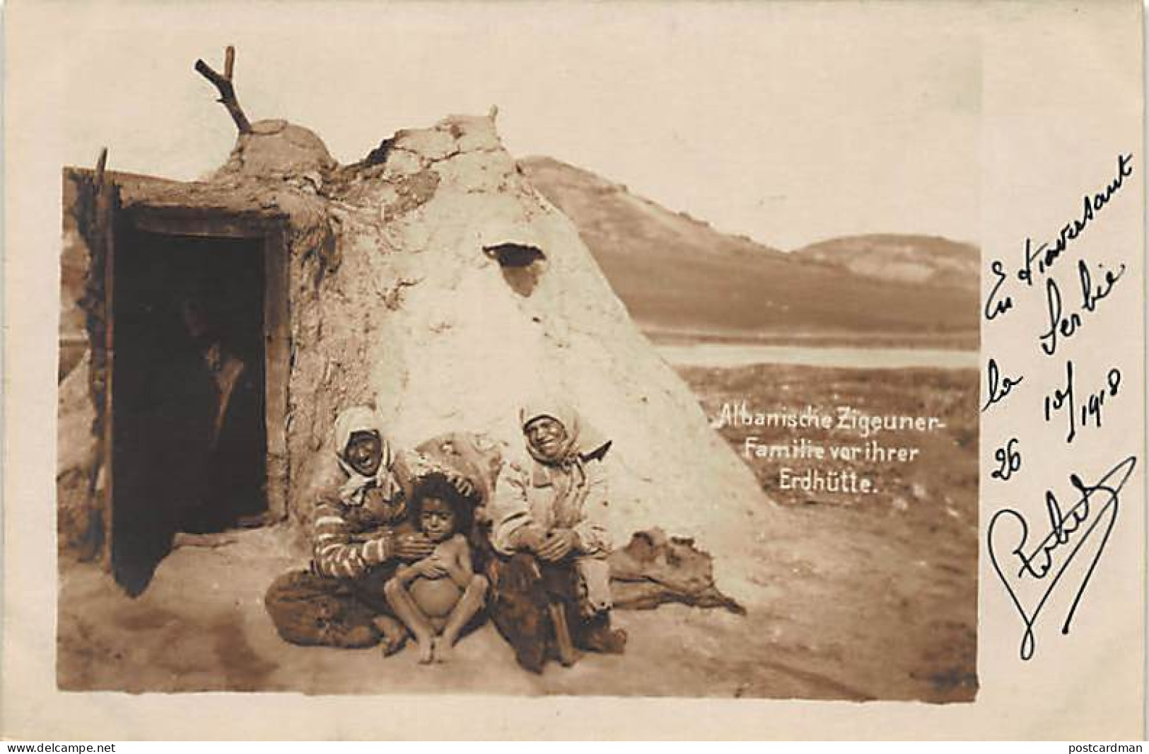 Albania - Albanian Tziganes In Front Of Their Hut - REAL PHOTO. - Albania