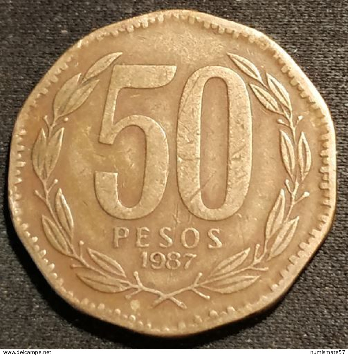 CHILI - CHILE - 50 PESOS 1987 - Bernardo O'Higgins Riquelme - KM 219.1 - ( Bronze-aluminium ) - Chili