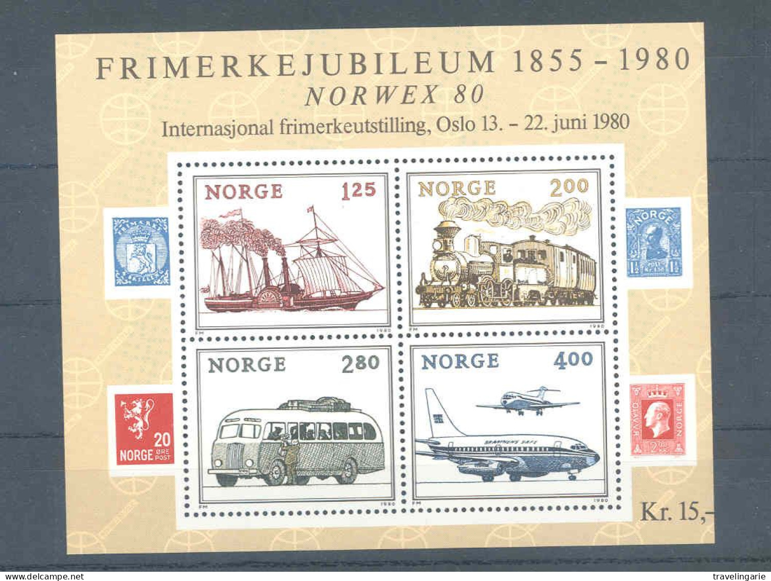 Norway 1980 Bloc NORWEX'80 Stamps Exhibition MNH ** - Blocs-feuillets