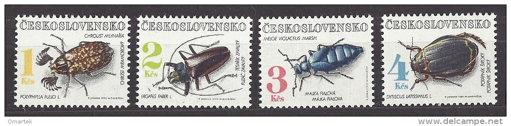 Czechoslovakia 1992 ** Mi 3122-3125 Sc 2863-2866 Naturschutz - Geschüzte Käfer.Tschechoslowakei - Unused Stamps