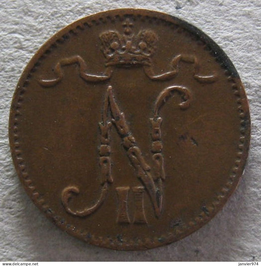 Finlande. 1 Penni 1915. Nicolas II. En Cuivre, KM# 13 . TTB - Finland