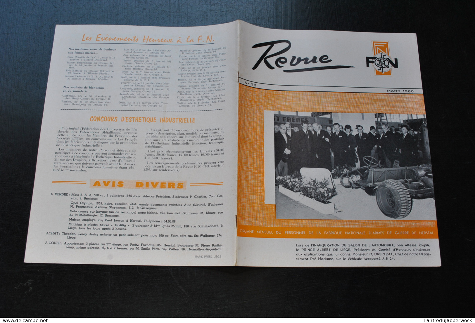  Revue FN Herstal N°73 1960 - Fabrique Nationale D'Armes De Guerre - Salon De L'automobile Machine à Forger  - Armes