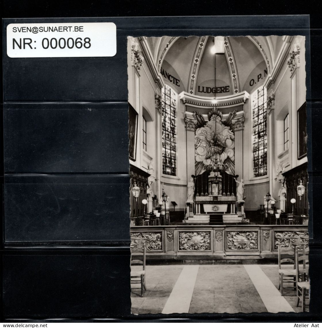 Postkaart: Zele. Binnenzicht Van Het Kerk-Altaar - Achterzijde - Beschadiging Door Verwijdering Uit Album - Zele