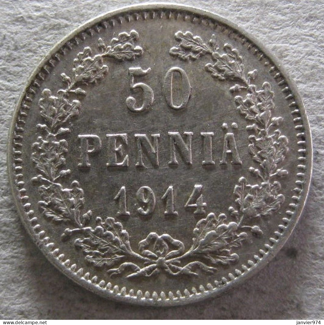 Finlande. 50 Pennia 1914 S . En  Argent. KM# 2.2, Unc - Neuve - Finland