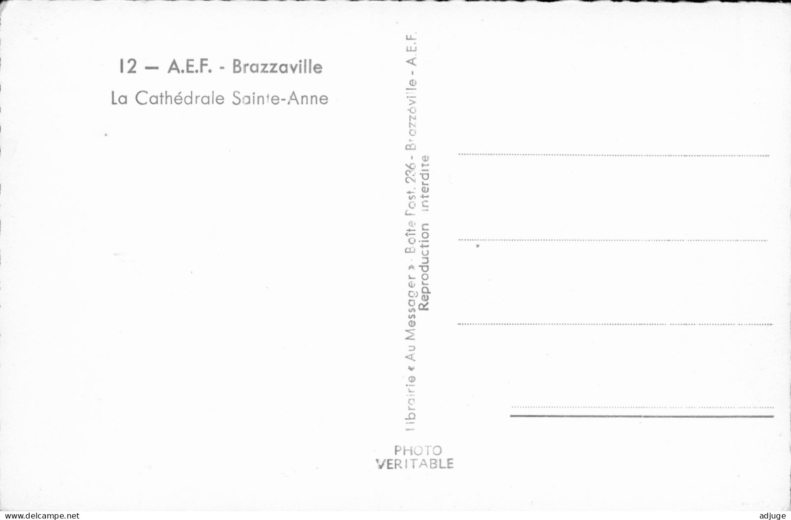 CPSM  CONGO - A.E.F.  BRAZZAVILLE - La Cathédrale Sainte-Anne - Portail ** Cf. Scans - Brazzaville