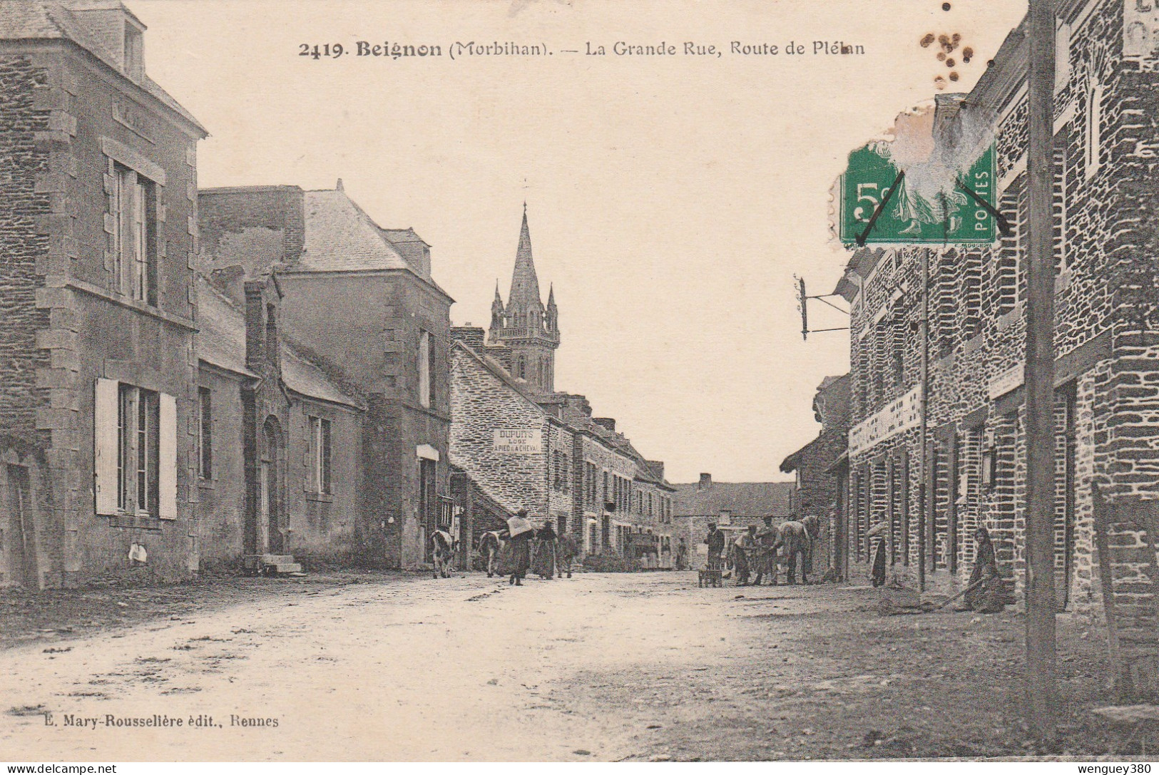 56 BEIGNON CAMPENEAC PAIMPONT  AUGAN    La Grande Rue ,Route De Plelan    TB   PLAN 1914.     RARE - Guer Coetquidan