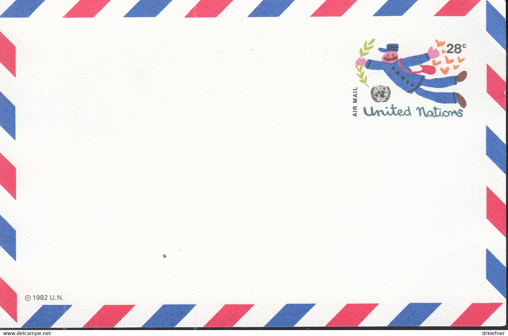 UNO NEW YORK LP 12, Luftpostkarte, Ungebraucht, Briefträger 1982 - Luftpost