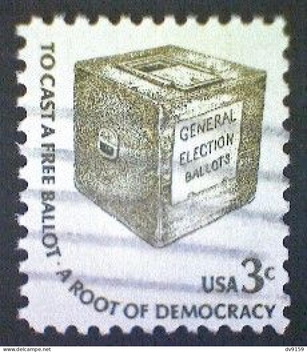 United States, Scott #1584, Used(o), 1977, Americana Series: Ballot Box, 3¢, Olive On Greenish - Gebraucht