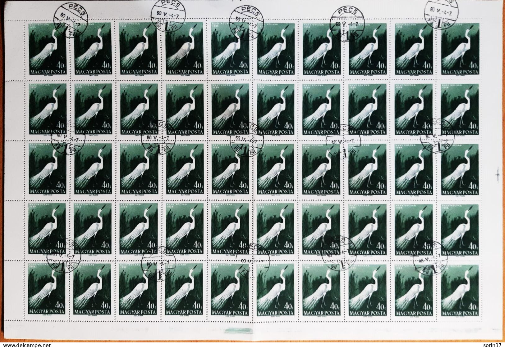 Hungria Pliego 50 Sellos Año 1959  Usado  Aves - Used Stamps