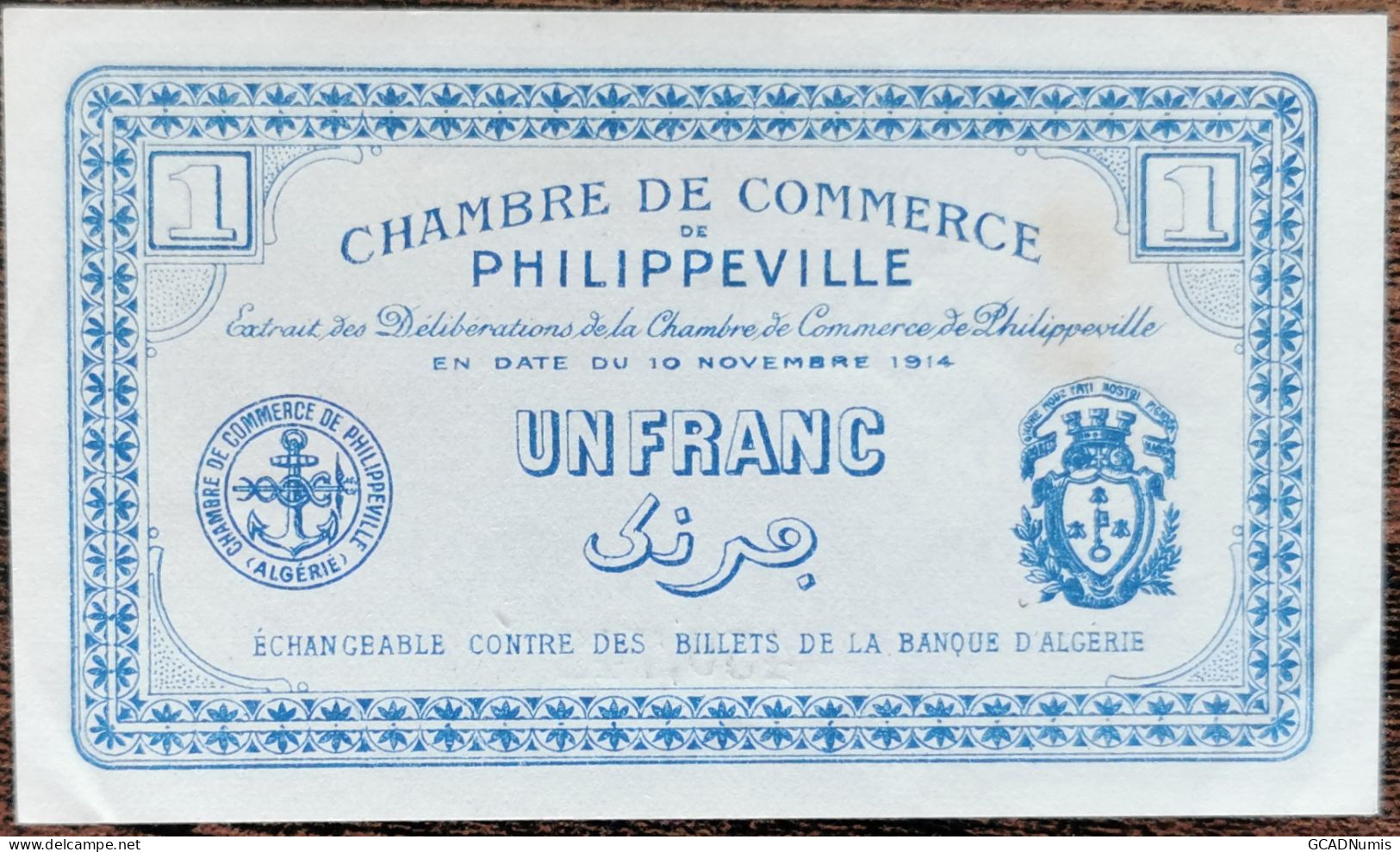 Billet De 1 Franc Chambre De Commerce De PHILIPPEVILLE Algérie - 1914 - N°459742 - Algerije