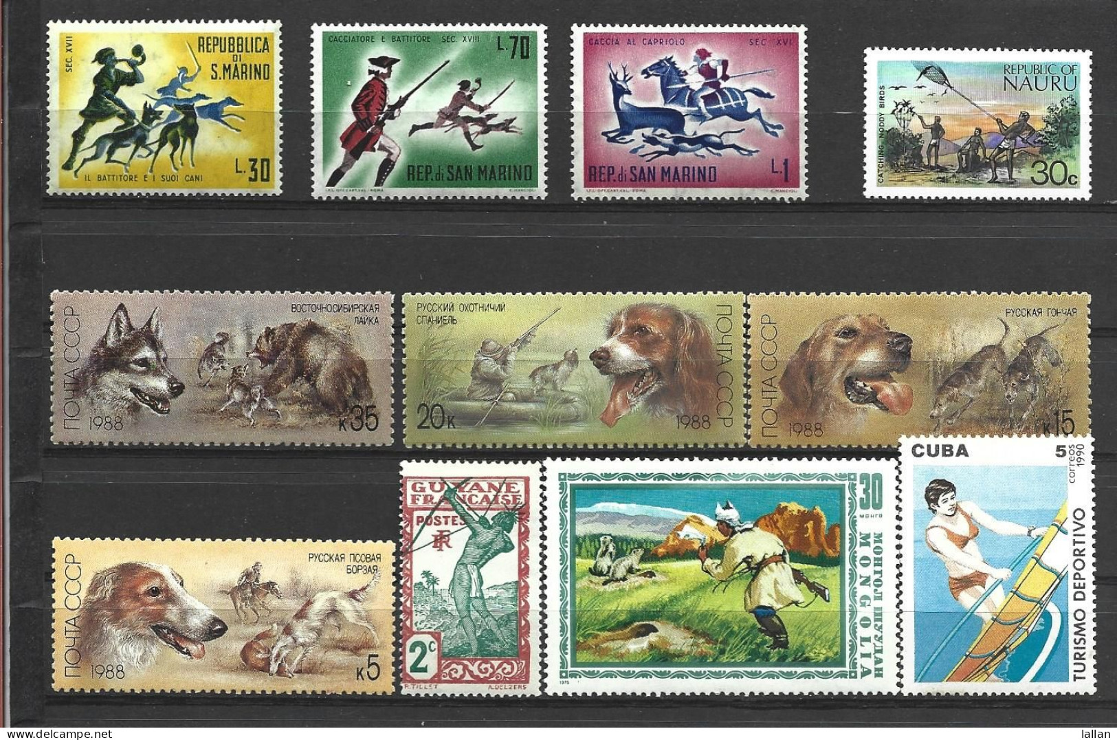 Collection Of 31 Stamps, Hunting, Fishing, And Boating, MNH, Some Disturbed Gum, Condition As Per Front/back Scan - Tir (Armes)