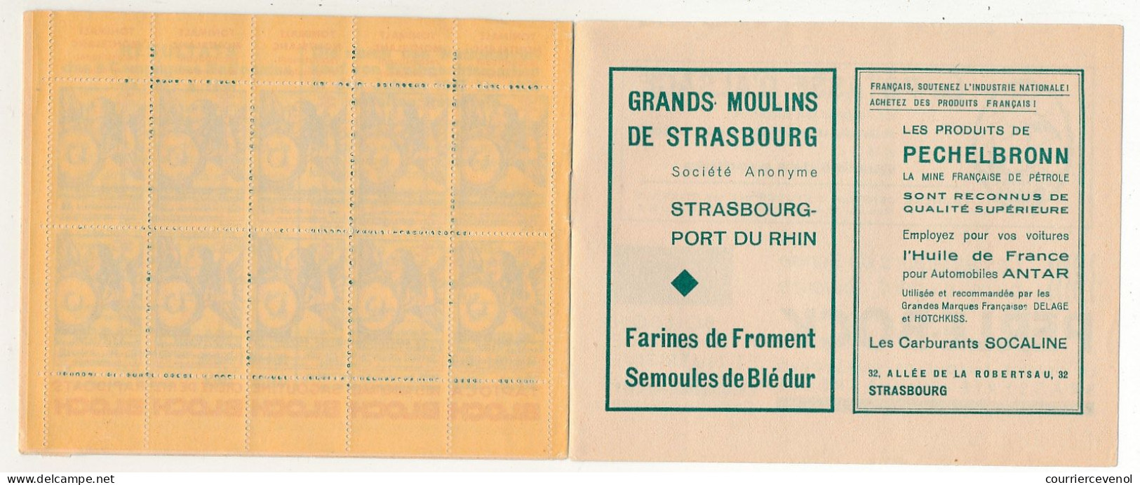 Carnet anti-tuberculeux 1936 Association Alsacienne Lorraine contre la Tuberculose - Bilingue - 20 Timbres 10cts / 2F