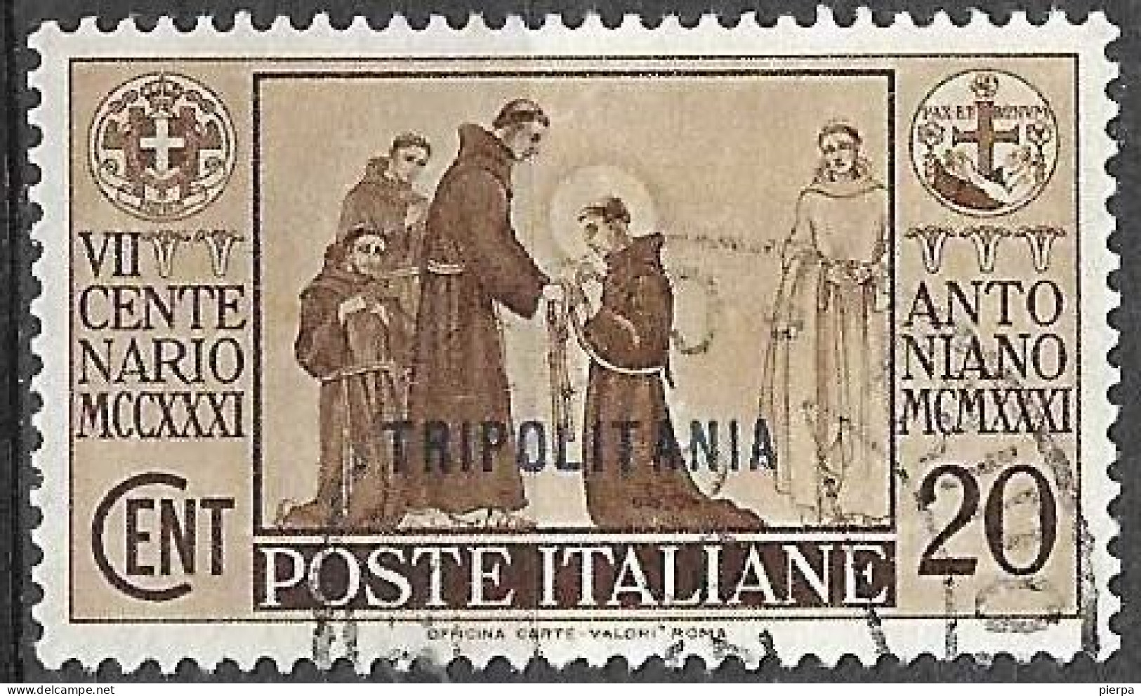 TRIPOLITANIA - 1931 - S. ANTONIO - CENT. 20 - USATO (YVERT 118 - MICHEL 151 - SS 87) - Tripolitaine