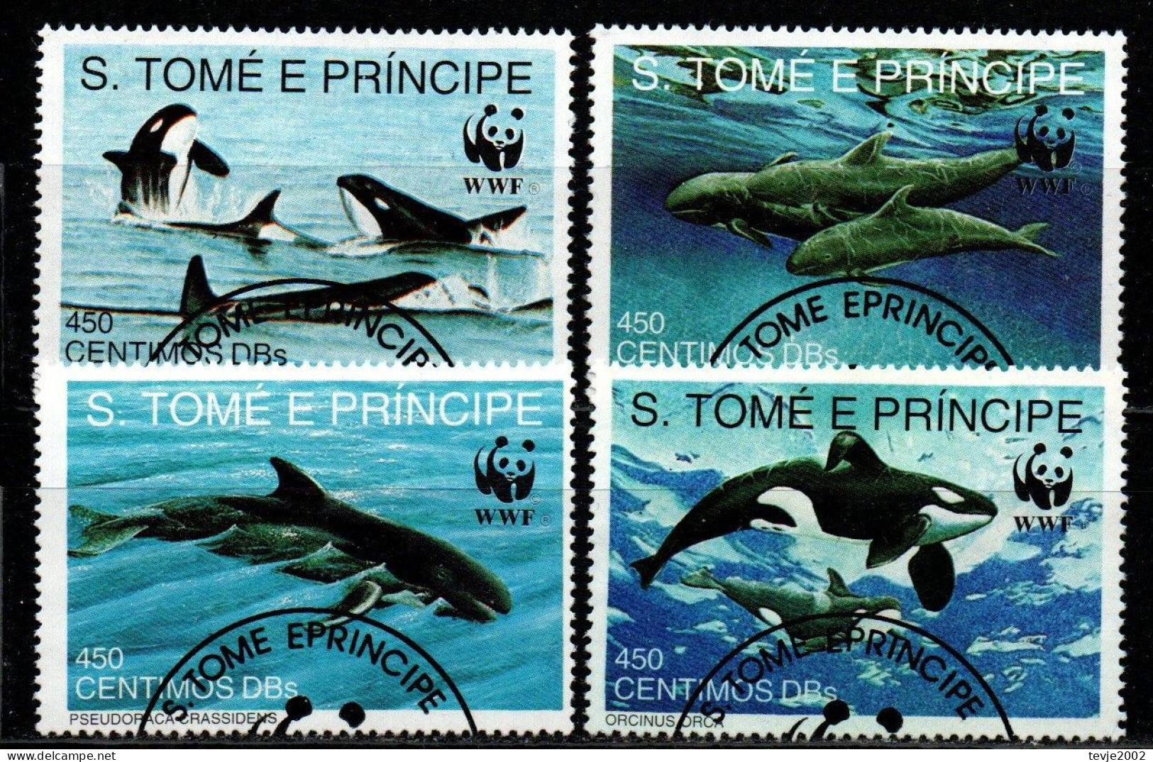 Sao Tomé Und Principe 1992 - Mi.Nr. 1302 - 1305 - Gestempelt Used - Tiere Animals Wale Whales - Whales