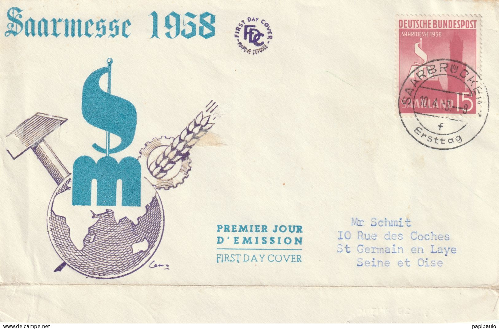 TIMBRE DE LA SARRE 1958 Sur Fragment D'enveloppe - 1948-1960