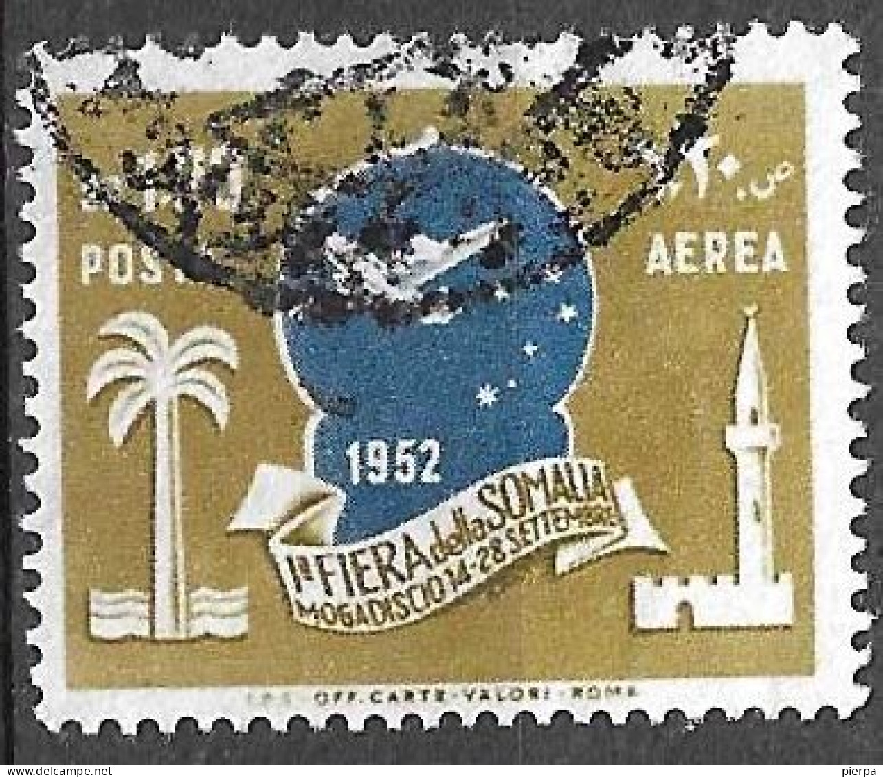 SOMALIA AFIS - 1952 - POSTA AEREA - FIERA DI SOMALIA - USATO (YVERT AV 41 - MICHEL 274 - SS A14) - Somalie (AFIS)