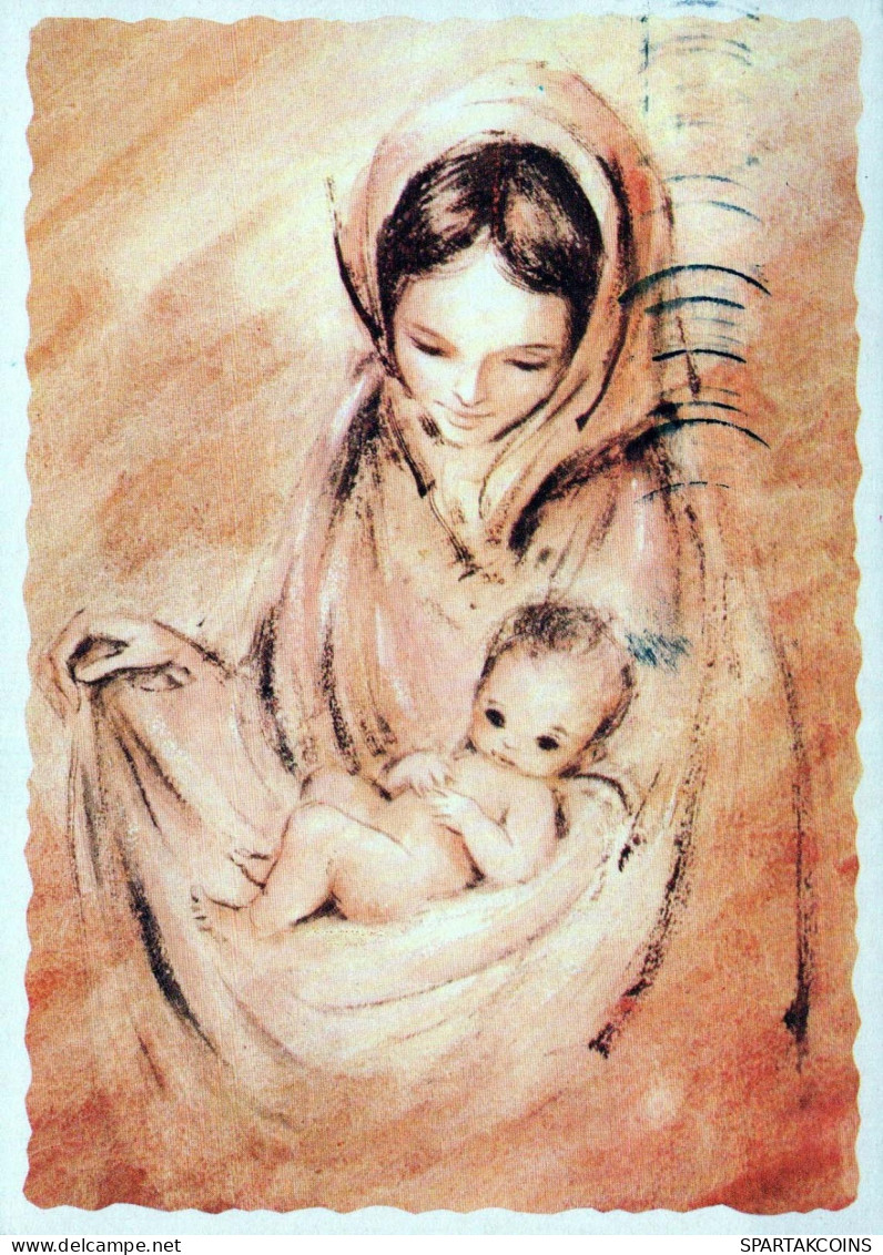 Vierge Marie Madone Bébé JÉSUS Noël Religion Vintage Carte Postale CPSM #PBP945.FR - Jungfräuliche Marie Und Madona