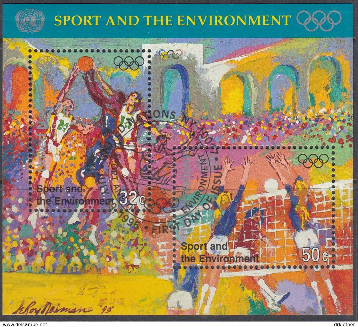 UNO NEW YORK  Block 13, Gestempelt, 100 Jahre Olympische Spiele, 1996 - Blocs-feuillets