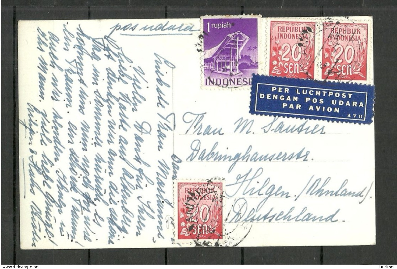 INDONESIA 1964 Klenteng Tiong Hoa Bandung Air Mail Post Card Sent To Finland. Rare Destination - Indonesia