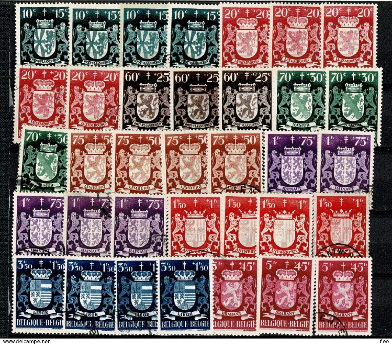 1945 Serie  716/724°-*-**  (35 Timbres) - Usados