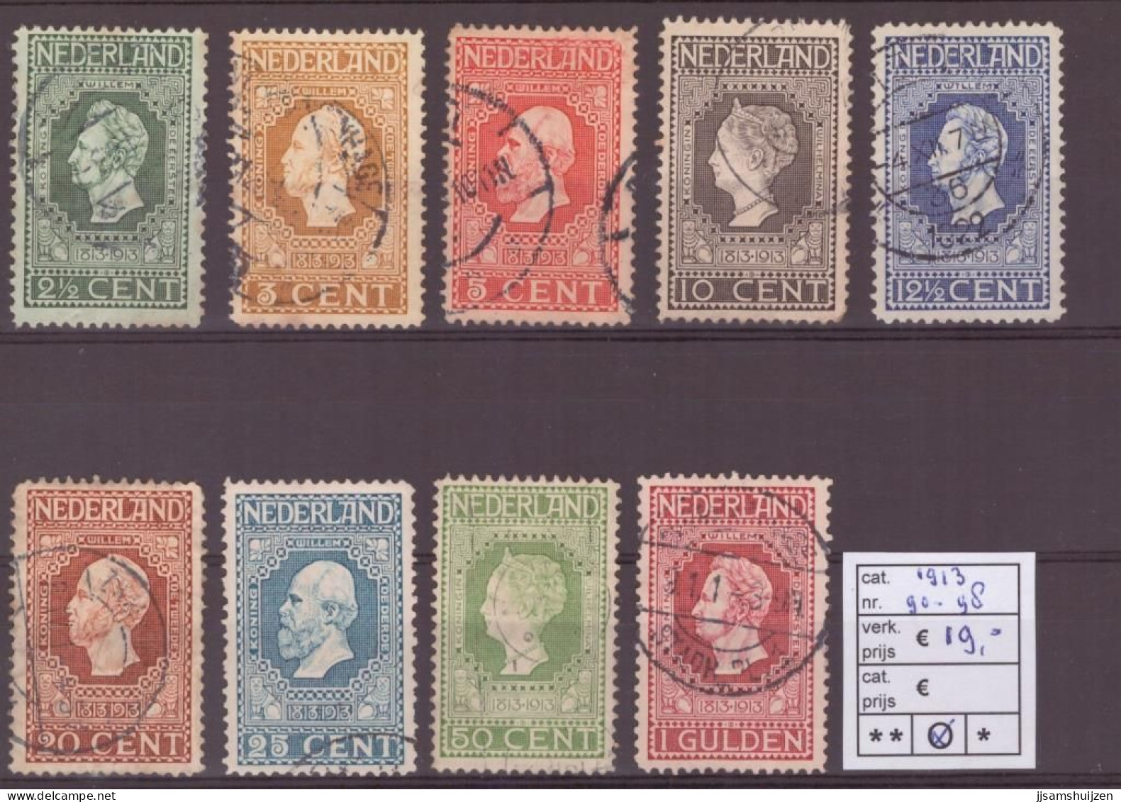 Netherlands Stamps Used 1913,  NVPH Number 90-98, See Scan For The Stamps - Oblitérés