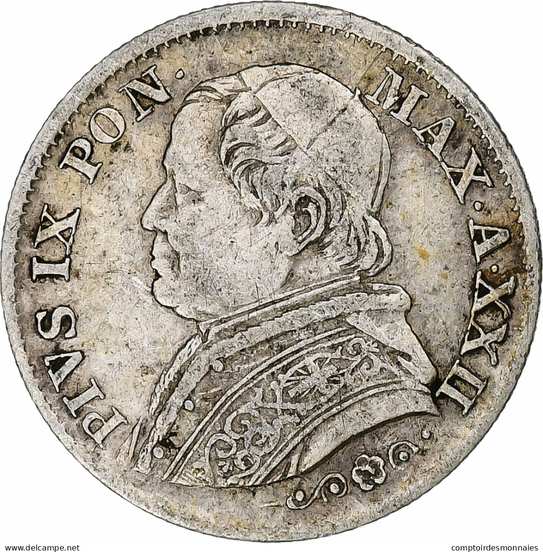 États Italiens, PAPAL STATES, Pius IX, 5 Soldi, 1867, Rome, Argent, TTB+ - Vatican