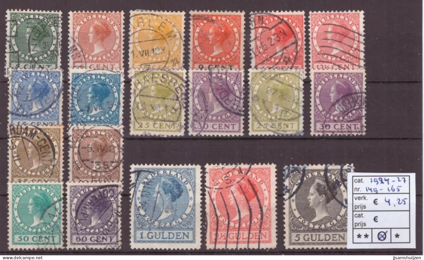 Netherlands Stamps Used 1924-27,  NVPH Number 149-165, See Scan For The Stamps - Oblitérés