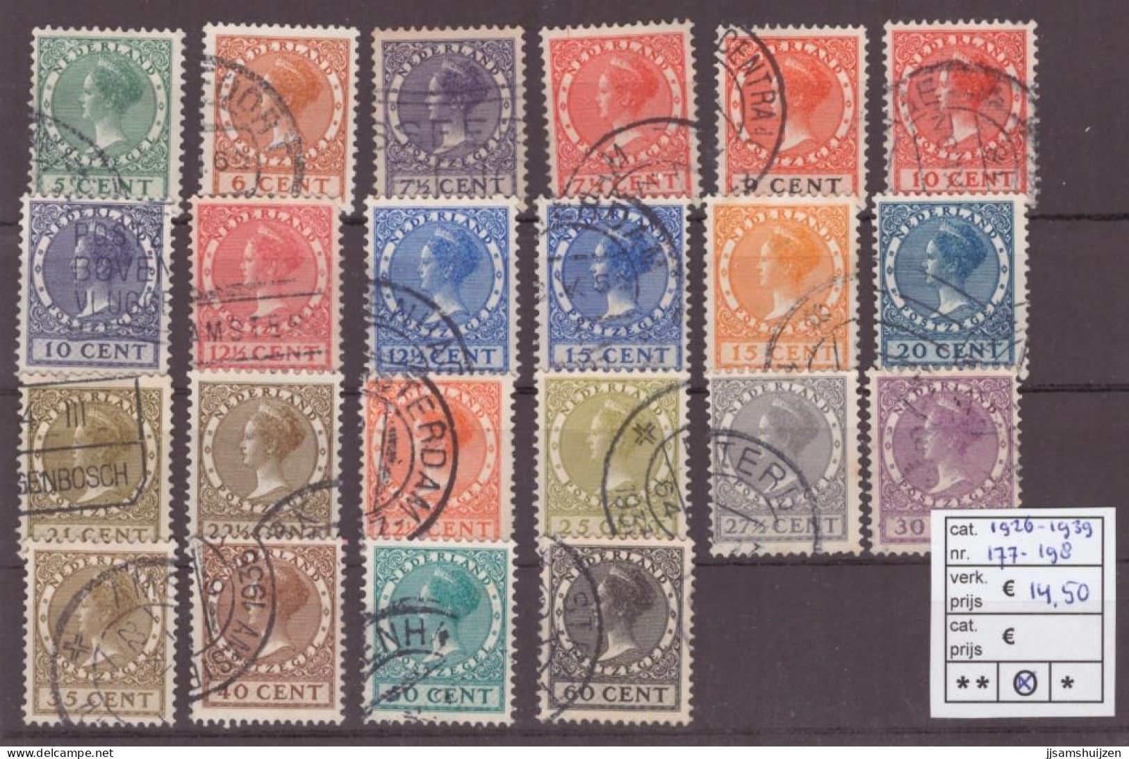 Netherlands Stamps Used 1926-39,  NVPH Number 177-198, See Scan For The Stamps - Oblitérés