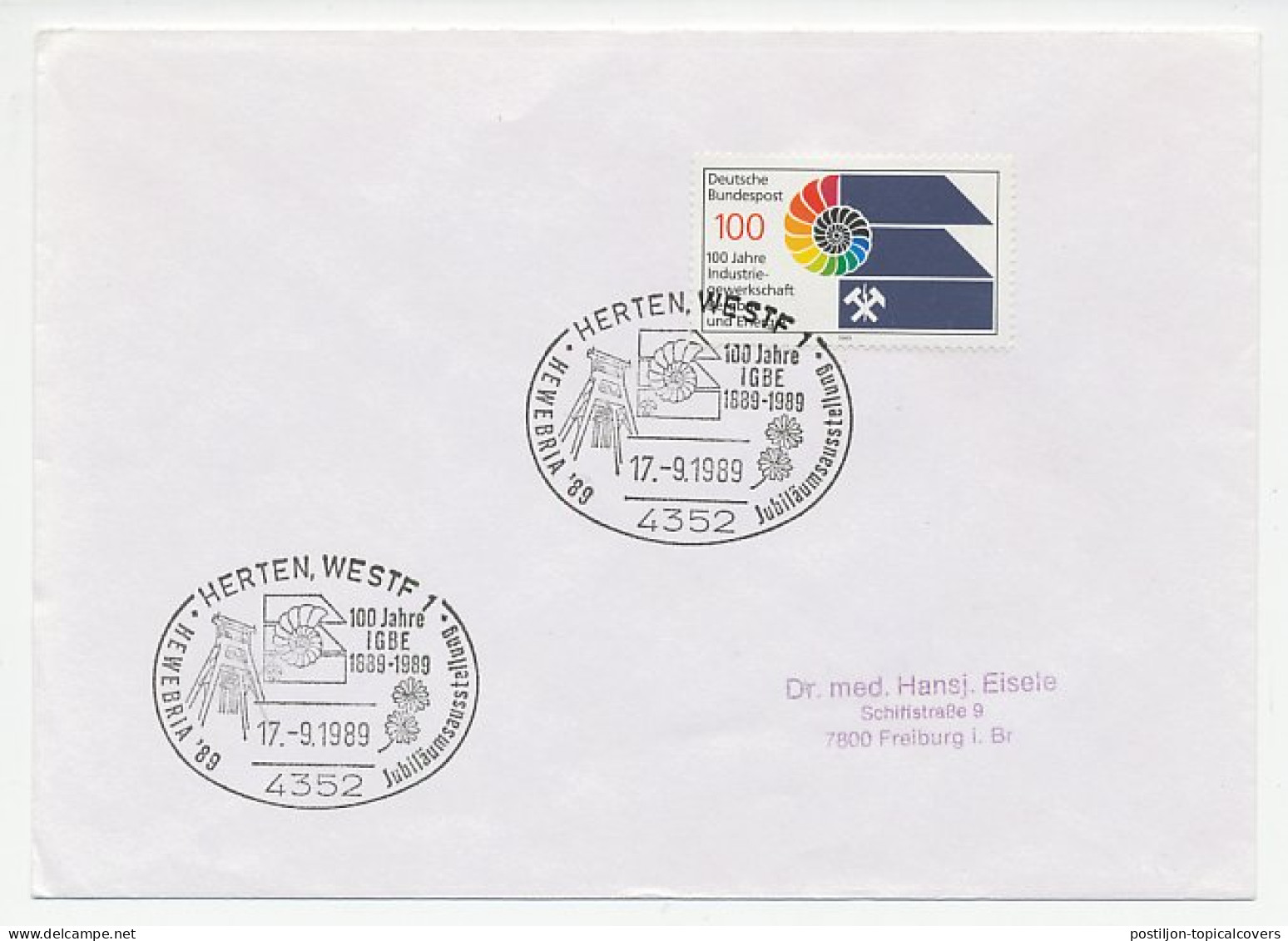 Cover / Postmark Germany 1989 Mining - Fossil - Andere & Zonder Classificatie