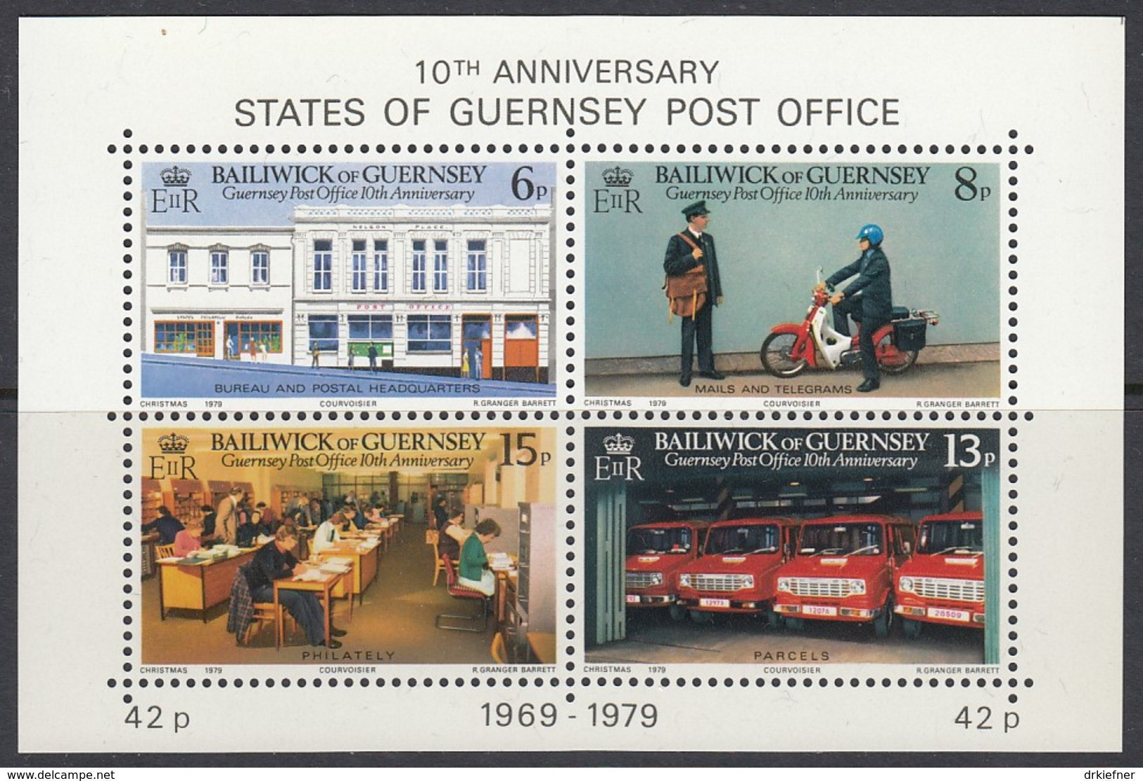 GUERNSEY  Block 2, Postfrisch **, 10 Jahre Unabhängige Postverwaltung, 1979 - Guernesey