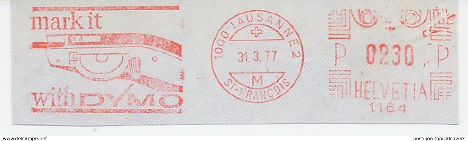 Meter Cut Switzerland 1977 Label Machine - Dymo - Non Classés