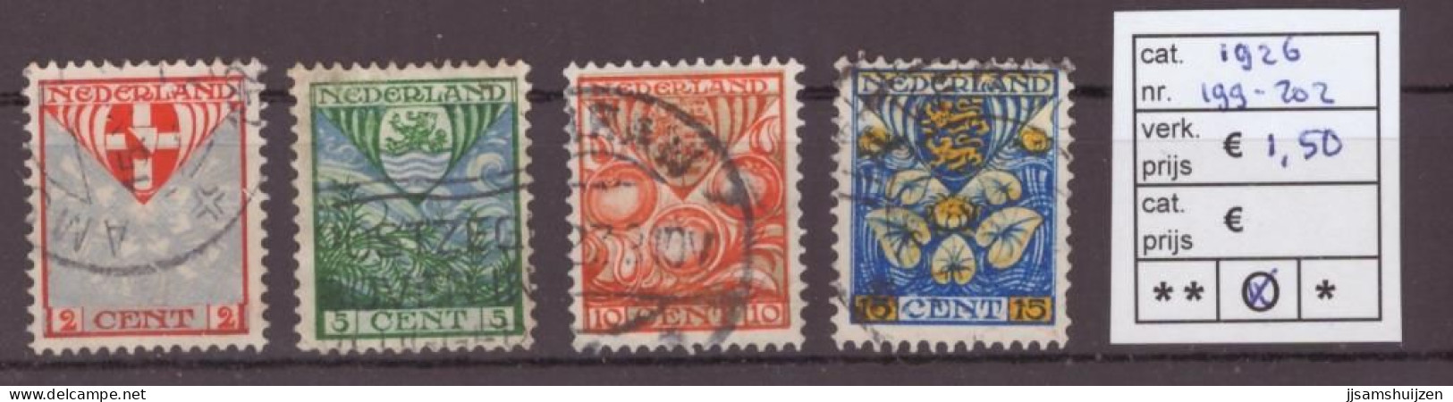 Netherlands Stamps Used 1926,  NVPH Number 199-202, See Scan For The Stamps - Oblitérés