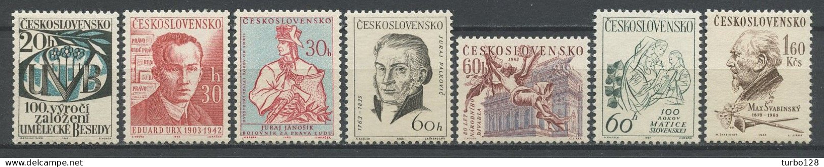 TCHECOSLOVAQUIE 1963 N° 1260/1266 ** Neufs MNH Superbes C 2.80 € Anniversaires Culturels Artistes Janos Palkovic Théâtre - Unused Stamps
