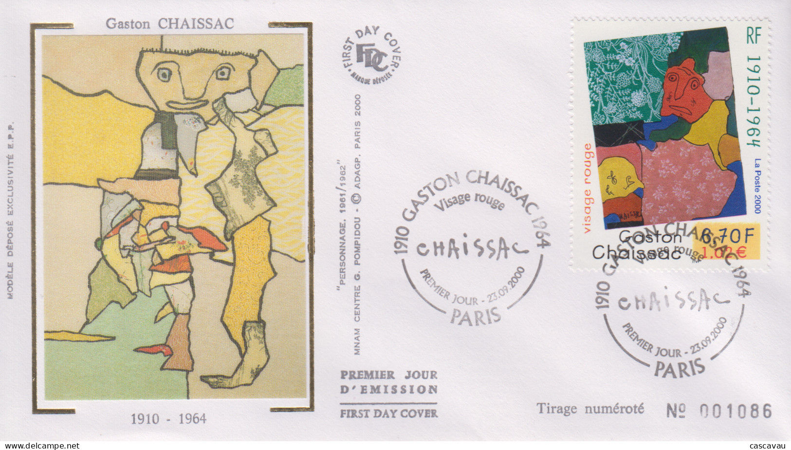 Enveloppe  FDC  1er  Jour   FRANCE   Oeuvre  De   Gaston   CHAISSAC    2000 - 2000-2009