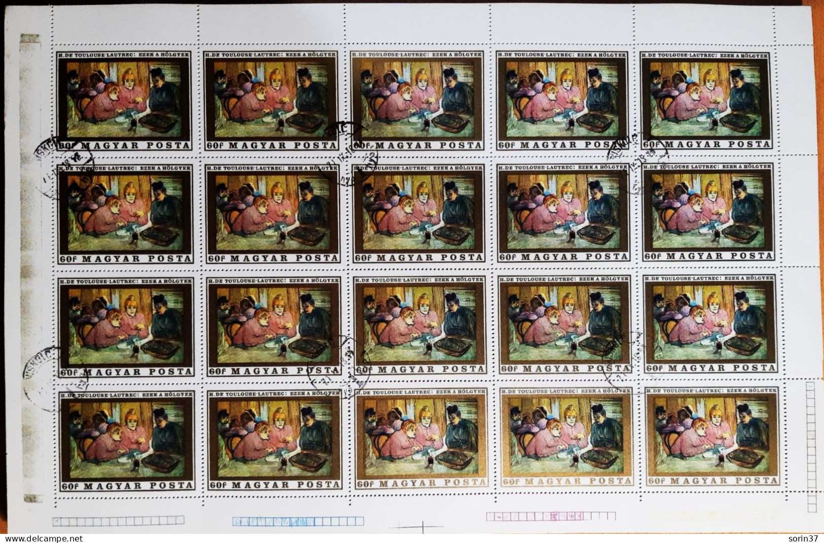 Hungria Pliego 20 Sellos Año 1969 Usado Pinturas Del Museo De Budapest - Used Stamps
