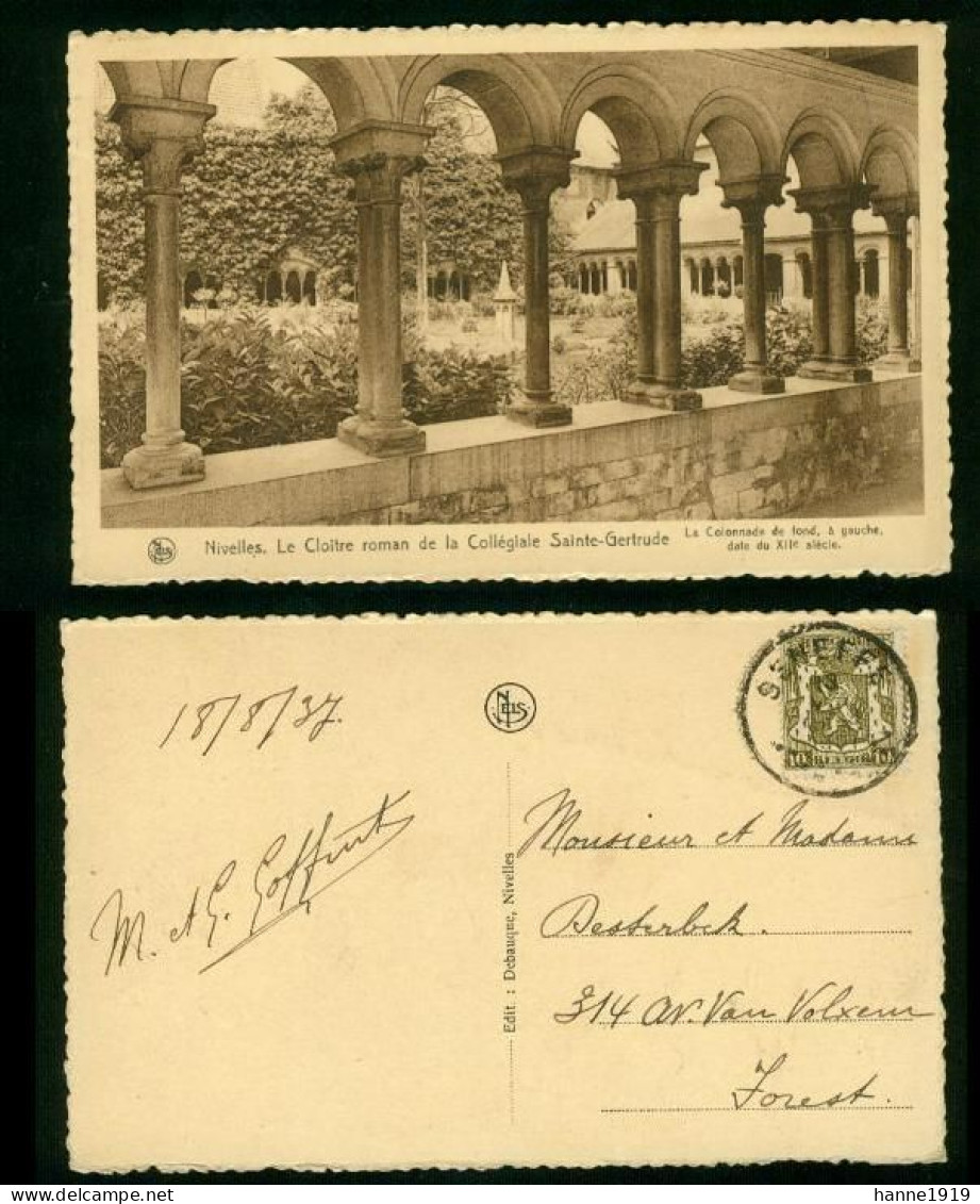 Nivelles Le Cloitre Roman De La Collégiale Sainte Gertrude Cachet 1937 Seneffe Htje - Nijvel