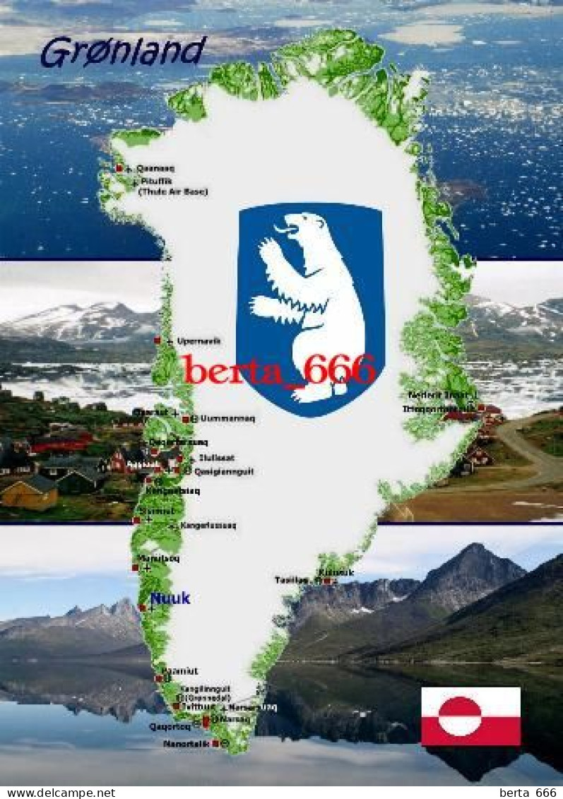 Greenland Country Map New Postcard * Carte Geographique * Landkarte - Groenlandia