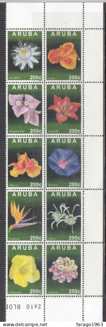 2013 Aruba Flowers Complete Block Of 10 MNH - Curaçao, Antille Olandesi, Aruba