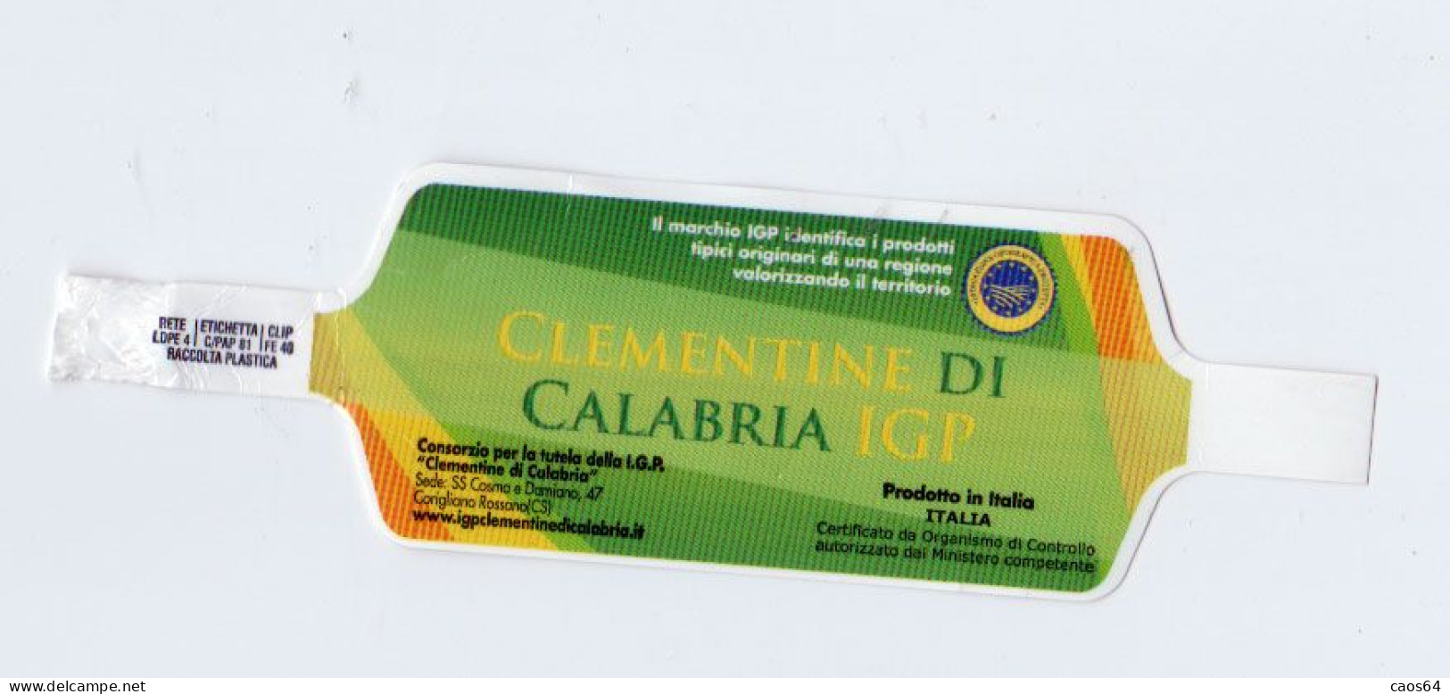 Clementine Di Calabria IGP Italy Etichetta Fruit Frutta - Frutta E Verdura