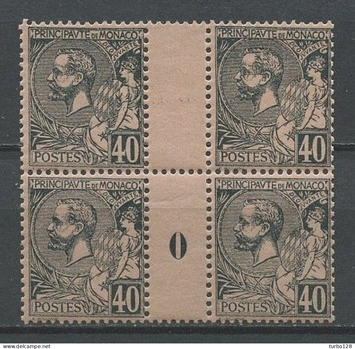 MONACO 1891 N° 17 ** Bloc De 4 Millésime 0  Bleu Gris Foncé Neuf MNH Superbe TTB C 1920 + € Prince Albert Ier - Neufs