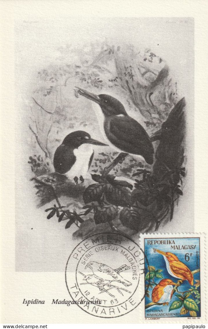 Série Oiseaux Malgaches 1er Jour 12 Août 1963 TANANARIVE Etat Exceptionnel - Sperlingsvögel & Singvögel