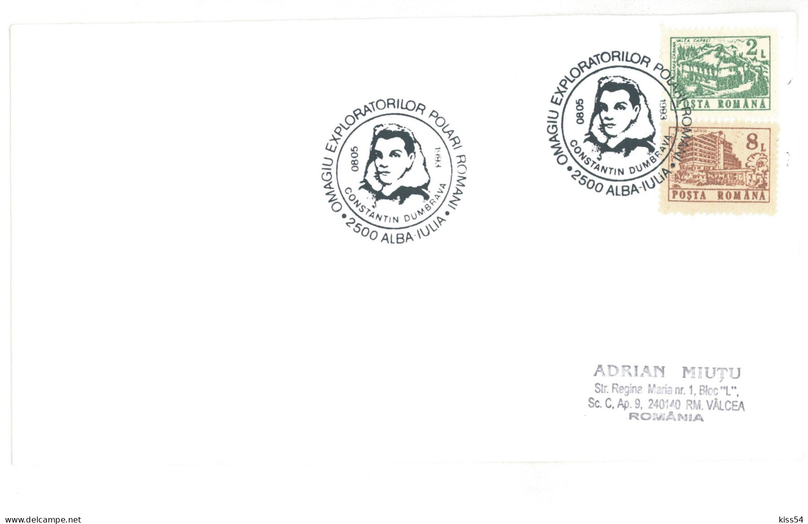 CV 89 - 813 Polar Explorer Constantin DUMBRAVA, Romania - Cover - Used - 1993 - Explorateurs & Célébrités Polaires